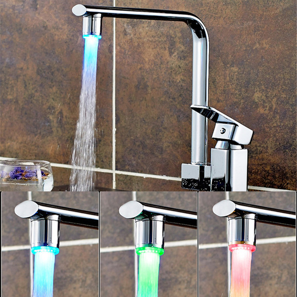 Copper Light-emitting faucet 3 Color Change LED Water Faucet by Temperature control,Single Handle Single Hole Faucet(No battery needed)