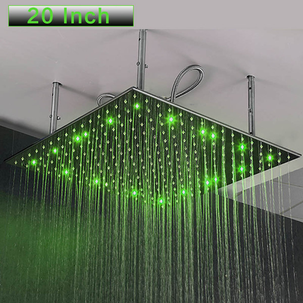 Bathroom Rainfall Spa Big Shower 20 Inch LED Light Showerhead Mounted Ceiling Showers Square Rain Shower Brush