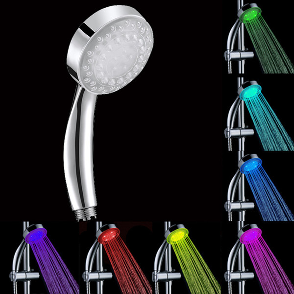 Wholesale 1 PCS 7 Colors Change Led ABS Shower Handheld Head Bathroom Led Shower Head Filter Saving Water Free Shipping