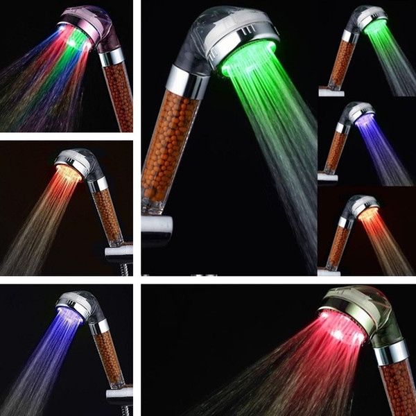 LED Hot Luminous Shower Small Sprinkler Temperature Control Discoloration Phototherapy Sprinkler LED Negative Ion Shower Head T7I210