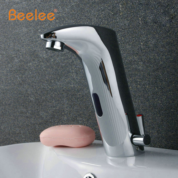 Wholesale- Beelee Contemporary Hot En Koude Single Hole bathroom faucetAutomatische Handen Touch Gratis Sensor Kraan Wastafel Tap BL0105M