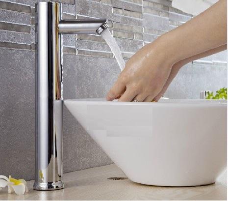 Wholesale- Hands Free Automatic Sensor Tap Hot & Cold Water Bathroom Basin Faucet Sink Mounted 220V or 6V battery power