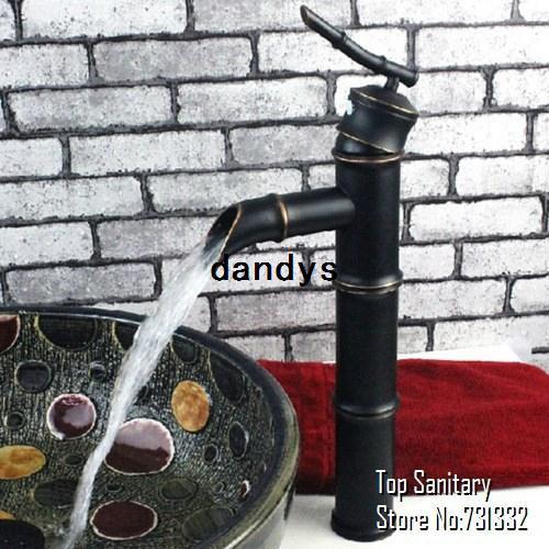 Leaf handle 3 section Oil rubbed bronze Black Bathroom Bamboo basin Mixer faucet tap Lavabo cozinha torneira banheiro 2041-3, dandys