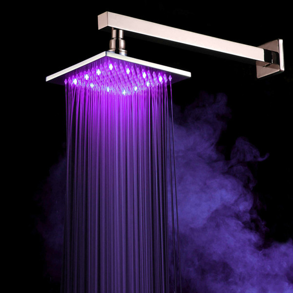FREESHIPPING Fashion 8 Inch square brass LED shower head white led shower head NO have arm LED8800