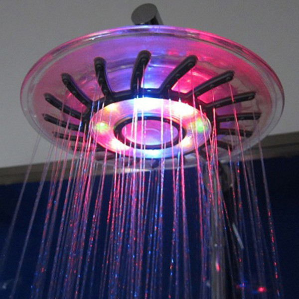 6 inch New Colorful Handheld Automatic Control multi Colors Changing LED Light Water Home Bathroom Shower Bath Head Glow