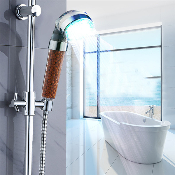 Luminous Shower LED Automatic Control Luminous Shower Head Removable Anion Handheld Shower Home Bathroom Supplies Free Shipping