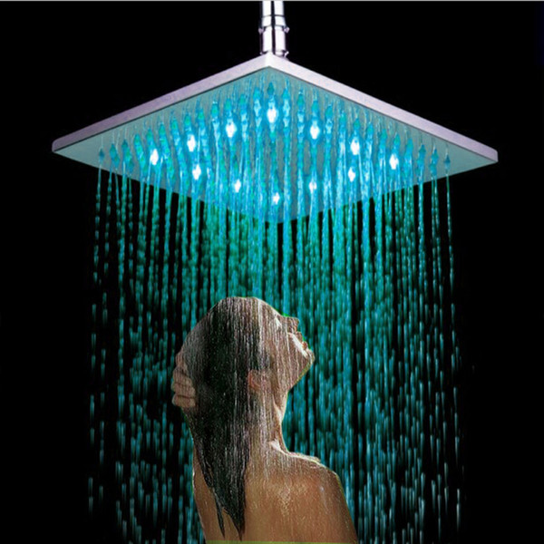 Europe Design High End Quality Top Spray 8/10/12 Inch Square LED Light Up Rain Shower Bathroom Rainful Spray Shower