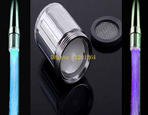 100pcs/lot Free Shipping 7 Colors Changing Kitchen Bathroom Accessories Glow LED Light Water Stream Faucet Tap