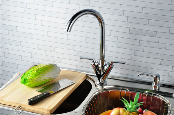 Full copper rotary chrome plated double cold hot water kitchen faucet bathroom basin faucet wrench faucet