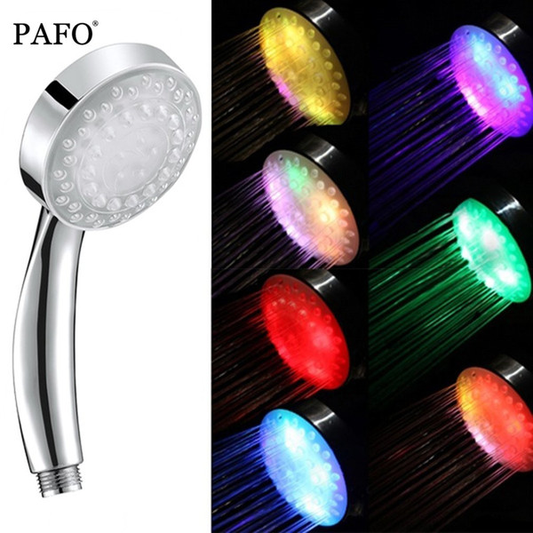 DHL 7 Color Romantic Automatic Magic 5 LED Lights Handing Rainfall Shower Head Single Round Head RC-9816 For Water Shower Bathroom