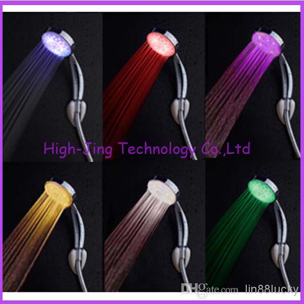 RGB automatic color changing lighted bathroom LED shower head glow in the dark no battery led shower head water flow power