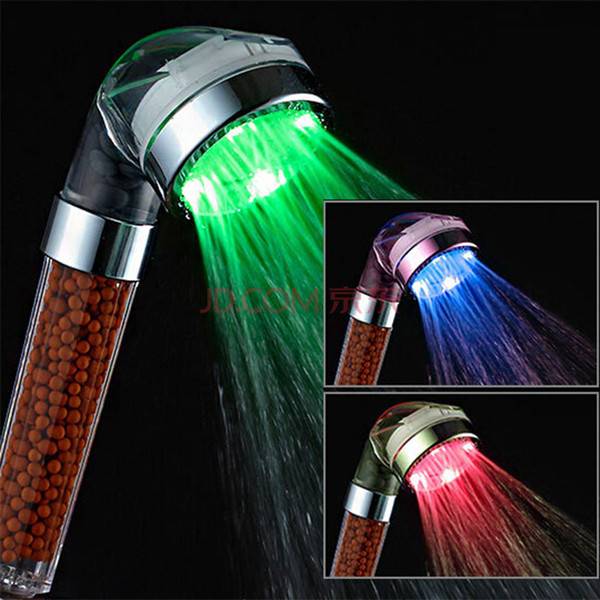 LED negative ion hydrotherapy shower shower, pressurized water temperature control, seven color hand-held shower head