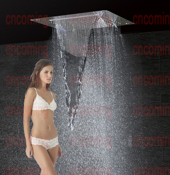 Luxury Bathroom LED Ceiling Shower Head Accessories SUS304 400x400mm Functions Rain Waterfall Mist Shower DF5326