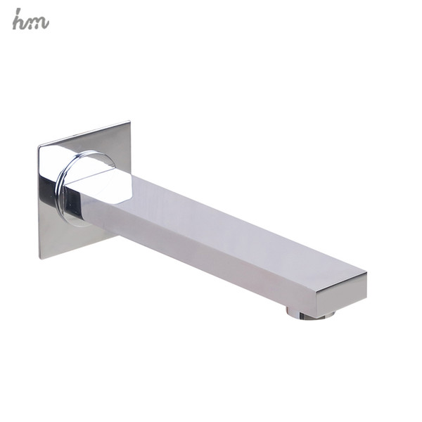 hm Faucet Spout Chrome Finish Brass Spout Bibcocks Wall Mounted Bathroom Tub Spout Square Wholesale And Retail