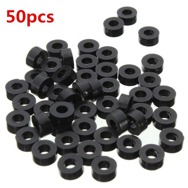 50pcs Flat Nylon Washer Black Round Spacer Waser OD 8mm for M3 Screws