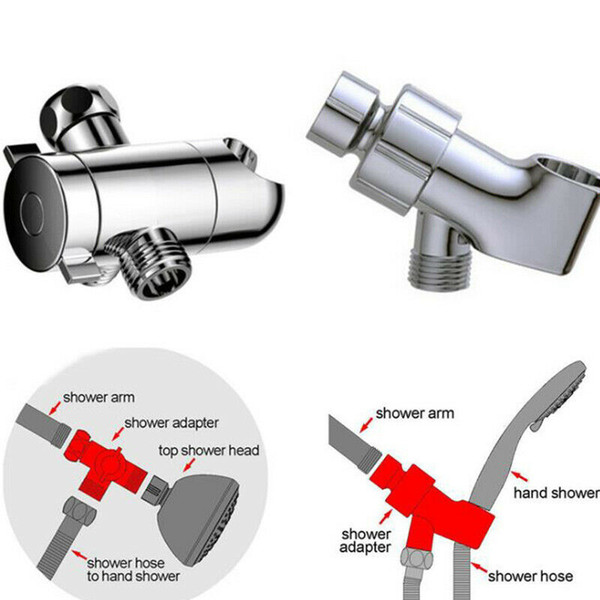 Three Water Separator Brackets And Shower Head Chrome-plated Hand Shower Abs. Material, Polished Chrome. Shower Arm Steering.