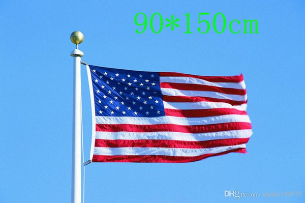 free shippingNew 90cmx150cm Polyester USA American Flag US United States Stars Stripes Home Decoration Souvenir Free Shipping