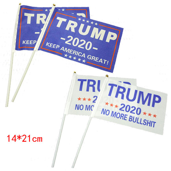 2020 Donald Trump American Flag Keep America Great Banner Flags for USA President 14*21cm with flagstaff