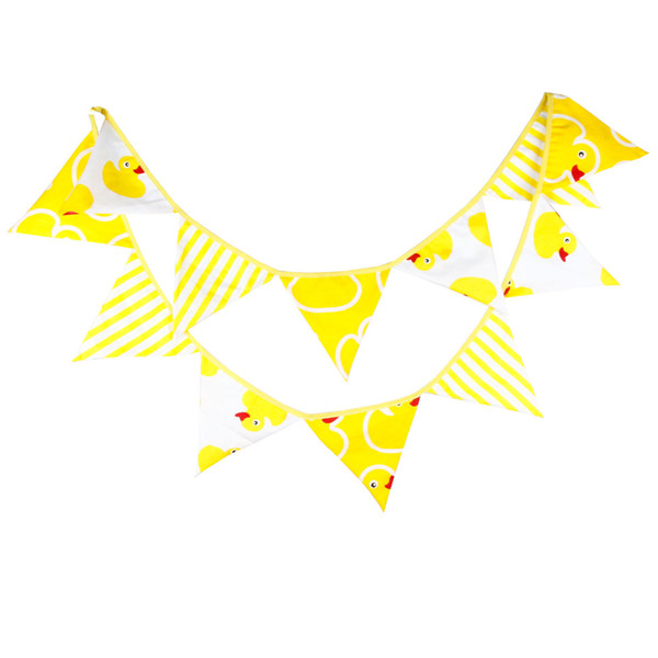 Wholesale- 3.2M 12flags Multicolored Yellow duck Fabric Bunting Children's Day Decoration Birthday Photo Prop Customize Home Garland