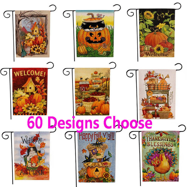 New Thanksgiving Deorations Garden Flag Halloween Double Print Pumpkin Hanging Banner Flags Home Party Decoration Welcome 47*32cm HH7-1815