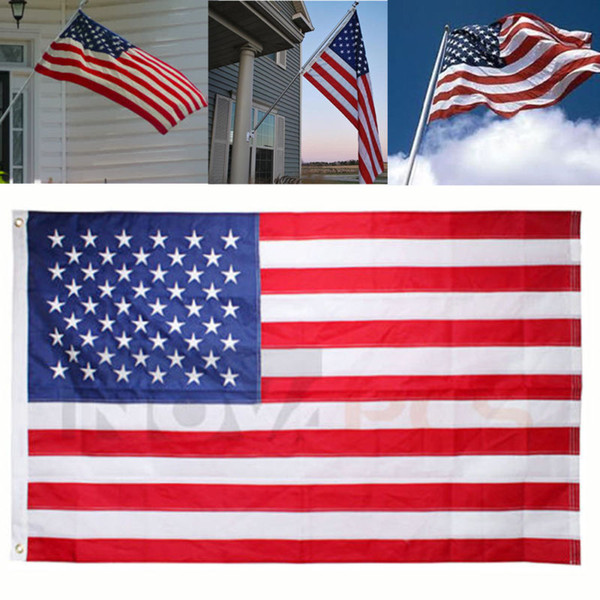 90*150cm FT American Flag USA US U.S. Sewn Stripes Embroidered Stars Brass Grommets