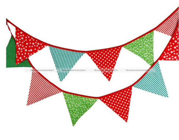 Wholesale- 12 Flags-3.3M Cotton Fabric Banners Bunting Party Boy Birthday Garden Garland Christmas Free Shipping SMB 43916413