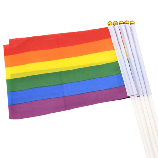 4000pcs Rainbow Flag 14x21cm Small Size Homosexuality Color Stripes Hand Flags Party Parade Celebration Articles Banner Flags