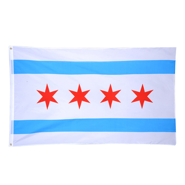 Wholesale Factory Price 3 x 5 Ft 90*150 cm Print Polyester us usa state chicago chicagoans flag