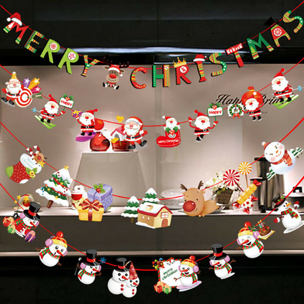 NewChristmas supplies party decoration hanging snowman santa claus sock socks banner festival scene decoration supplies cartoon flag bunting