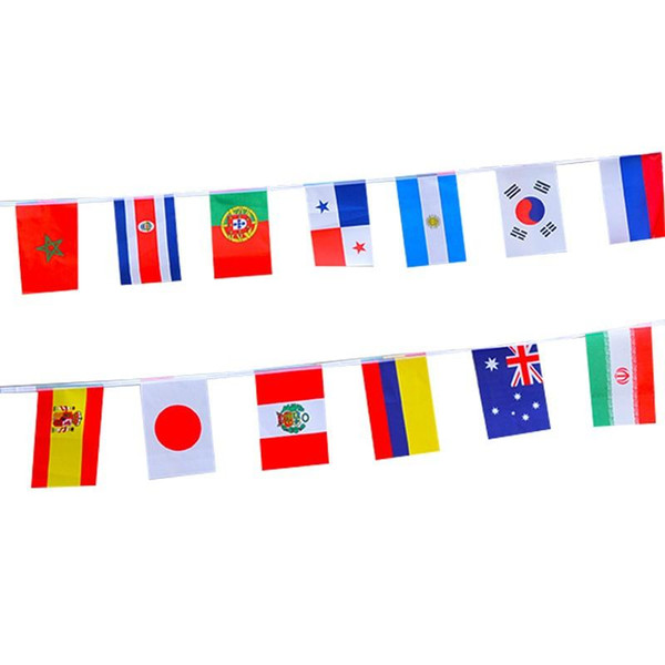 2018 Russia World Cup Flag 32 Country Football Strings Flags Polyester Fiber Square Hanging Banner 14*21cm 6 5tx ff