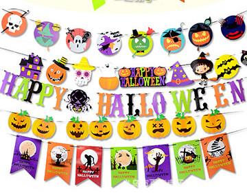 Halloween hanging Pennant Skull flag Halloween Pumpkin Banner Hallowmas Party Garland Photo Props Decorations Accessory Flag