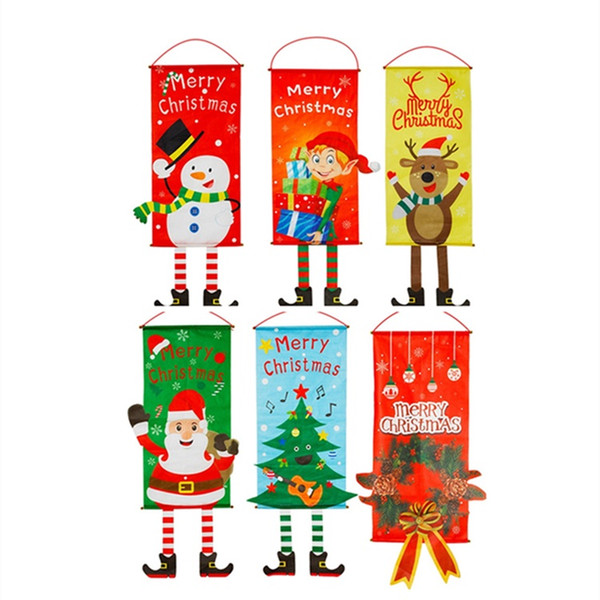 hot Christmas flag Elf snowman cartoon canvas window wall Christmas decoration scroll Banner Flags Garden flag Party SuppliesT2I5547