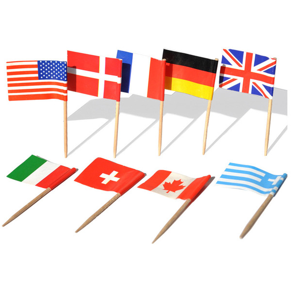 100 Pcs Cupcake Toppers Flag National Flag Cocktail Picks Mini Stick Picks Party Decoration Celebration Cocktail Food Bar Cake Flags