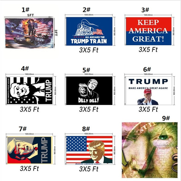 90 * 150cm Donald Trump American flag polyester head metal grommet personalized decoration Trump flag WCW535