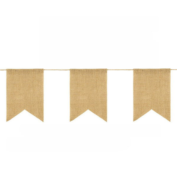 15pcs/set Dovetail Jute Burlap Flags Birthday Party Linen Heart Pennant Flag Banner Wedding Home Decor Event Supplies Burlap