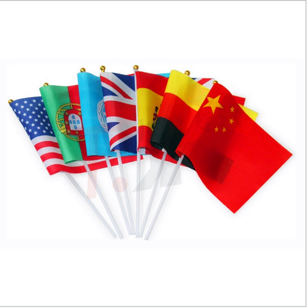 Flag flags Banner Free combination free shipping Hand waving Flag Optional National Flag 14*21 cm as your wish