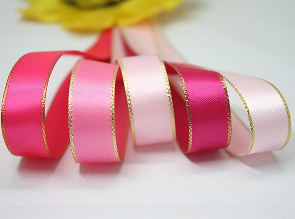 Golden brim ribbon wedding party DIY favor boxes accessories streamers gift wrap packing ribbon decors 100 yard/roll 35colors