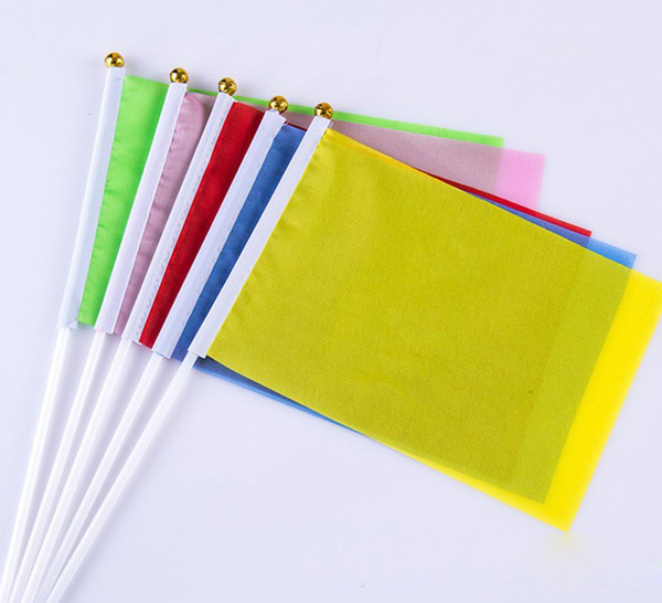 14*21cm Solid Color Hand Waving Flag Pure Color Banners Flag for Meeting Party Decoration