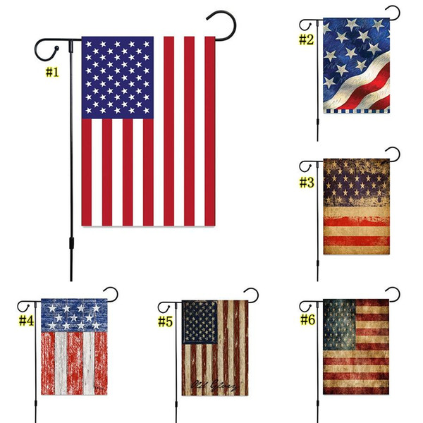 Party Supplies 30*45cm Flax double sided USA Flags Outdoor Home party decoration USA Garden flag stripe American Flag Garden Banner Flags