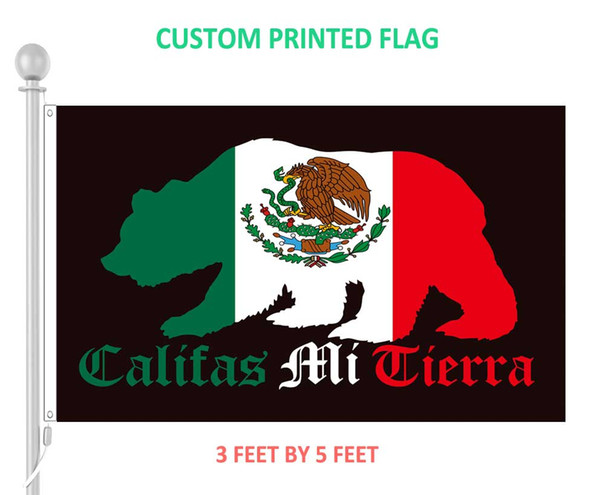 Custom Califas Mi Tierra Aztlan Polyester Flag Banner Decorative w/ Two Grommets, 3x5 feet