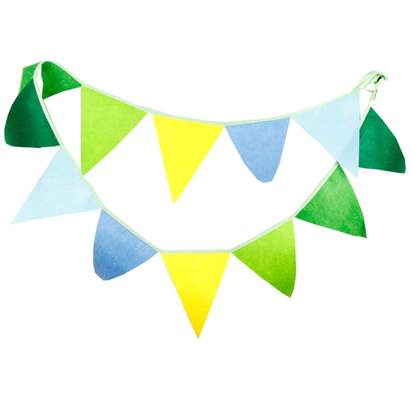 Wholesale- 12Flags 3.1m Event Party Supplies Birthday Wedding Christmas Decoration Multi-Color Fabric Bunting Pennant Flags and Banner