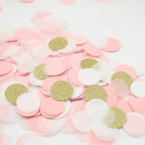 (4000pcs/bag) 1 inch (2.5cm) Gold Glier Pink Wedding Paper Confei Table Decoration Bridal Shower