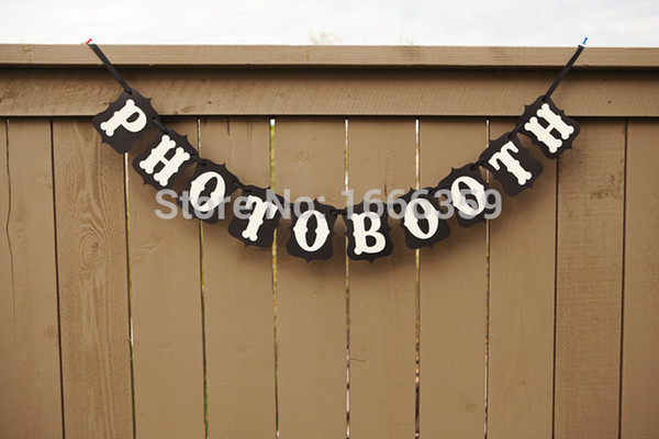 Wholesale- Free Shipping 1 X Handmade Black PHOTO BOOTH Wedding Bunting Banner Photo Booth Props Party Garland Decoration Prop