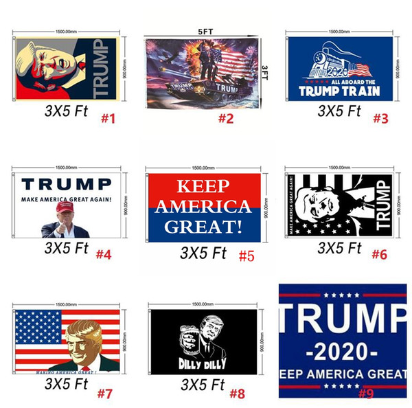 90*150cm Donald John Trump Amercia Flags Polyester Head Metal Grommet Personality Decortive Trump Banner Flag MMA1651 60pcs