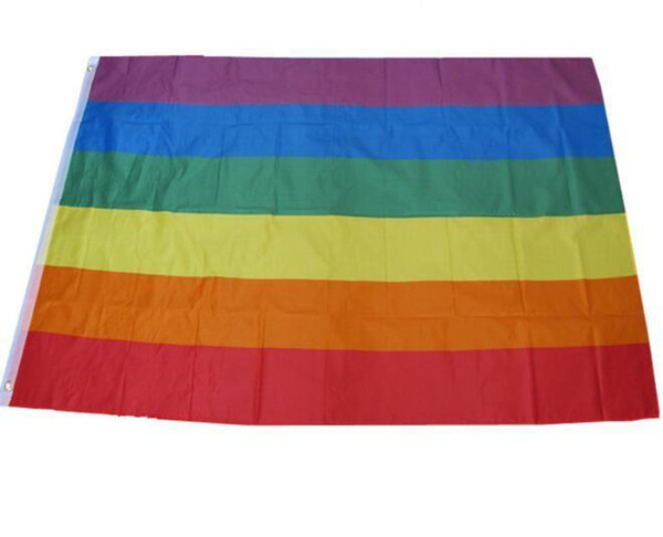 100Pcs Rainbow Flag 3x5FT 90x150cm Lesbian Gay Pride Polyester LGBT Flag Banner Polyester Colorful Rainbow Flag For Decoration 3 X 5FT