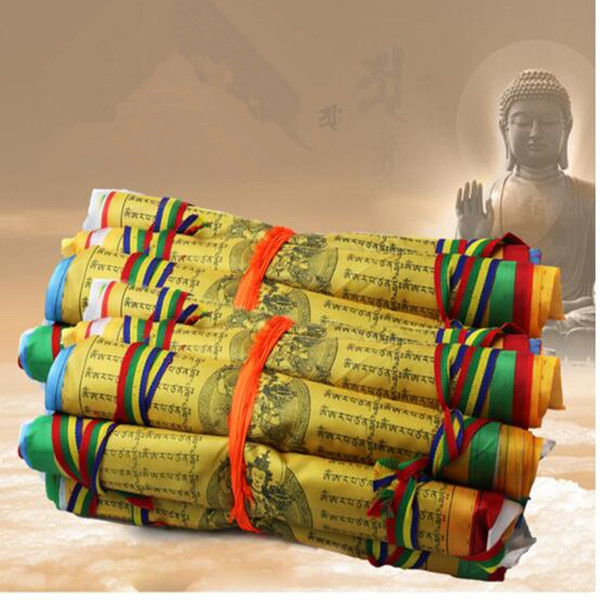 Buddhit 30 Pieces In One 8 Meters Wind Horse Flags Tibetan Scripture 27cm*26cm Prayer Hanging Flags Temple Home Decoration for Prayering