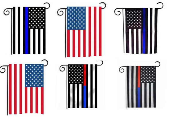 US garden flag 30*45CM Blue Line Red Line USA Police Flags 12*18inch Thin Blue red Line USA Flag Black White Blue American Flag