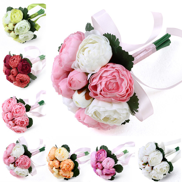 10 Flowers Wedding Bridal Bouquets Artificial Flowers Bouquets Flowers Bridesmaid Gifts Wedding Bouquets Artificial Flower Rose Ball