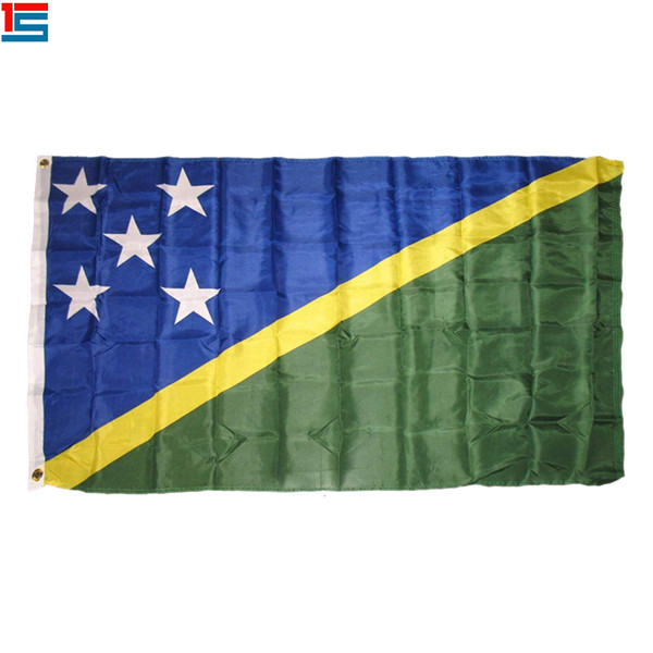 Digital printing Solomon Islands Flag 90 x 150 cm Polyester National Country Flag Banner with two grommets