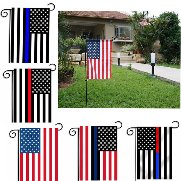 30*45cm BlueLine USA Police Flags party decoration Thin Blue Line USA Flag Black, White And Blue American Flag Garden flag B977